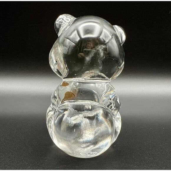 Fenton Art Glass 4” Bear Figurine ~ April Birthstone Clear Diamond Heart - Picture 3 of 7